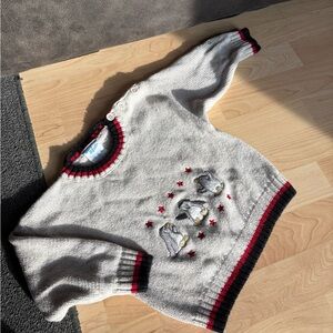 Vintage OshKosh B'gosh Gray Sweater with Red and Black Accents